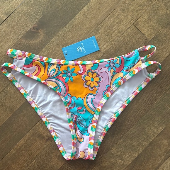 Cupshe Other - CUPSHE NWT Boho Wavy Floral Striped Strappy Cutout Bikini Bottoms